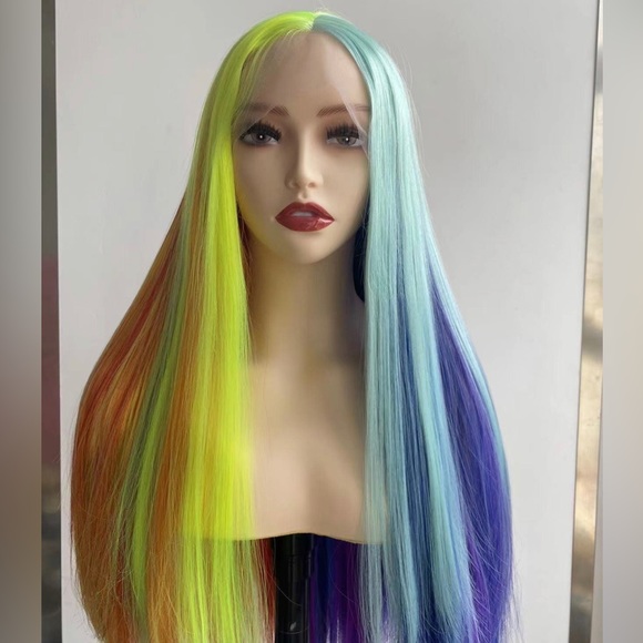 Straight Mermaid Rainbow Lace Front Wig - Picture 14 of 15